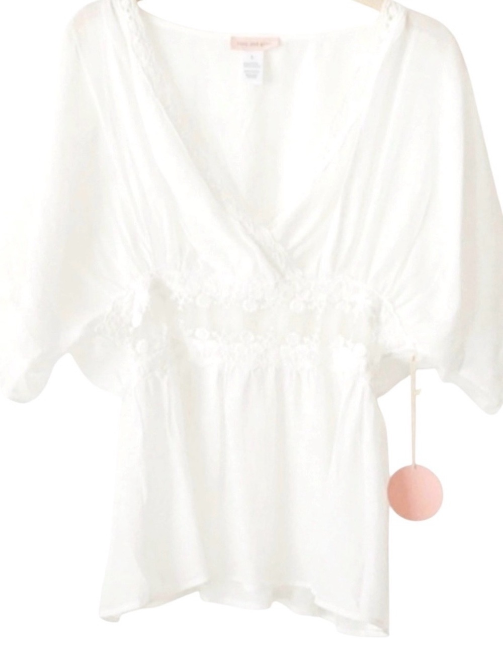 White V-Neck Blouse Large